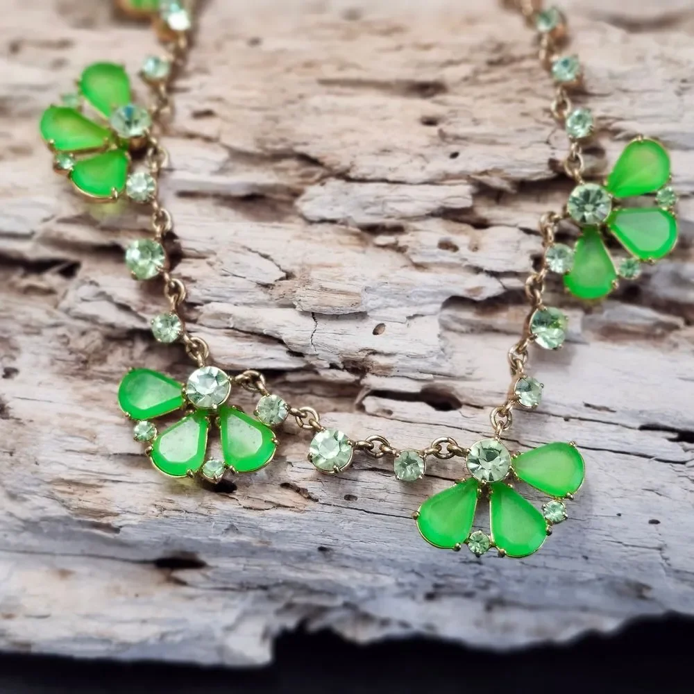 J Crew Vibrant Green Vintage Style Necklace